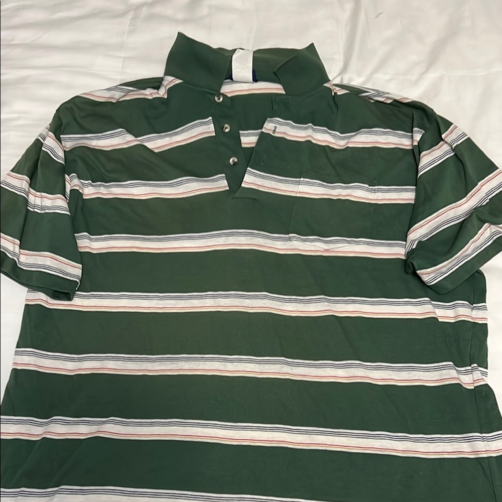 Green Striped Men's Polo Shirt